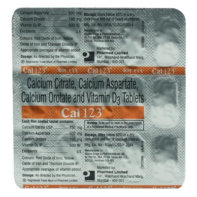 Cal 123 Tablet 15's, Pack of 15 TABLETS