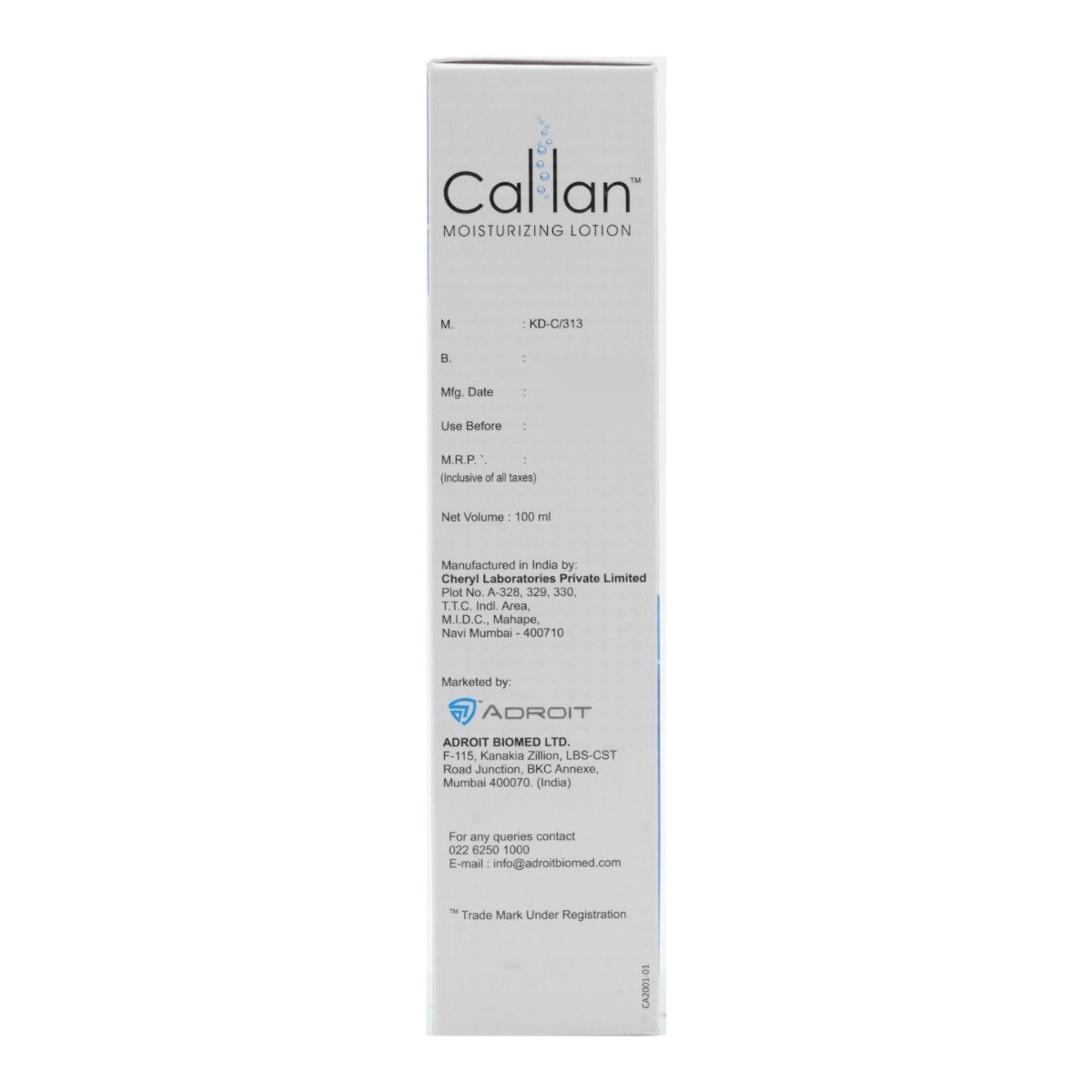 Callan Moisturising Lotion 100 ml, Pack of 1 Callan Moisturising Lotion 100 ml, Pack of 1