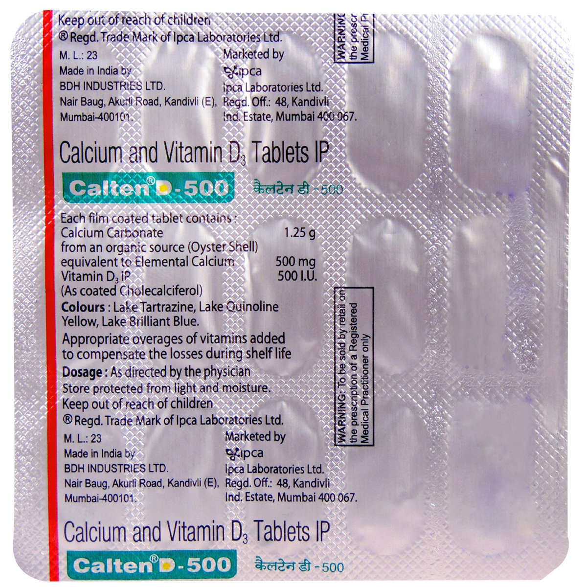 Calten D-500 Tablet 15`s, Pack of 15 Calten D-500 Tablet 15`s, Pack of 15