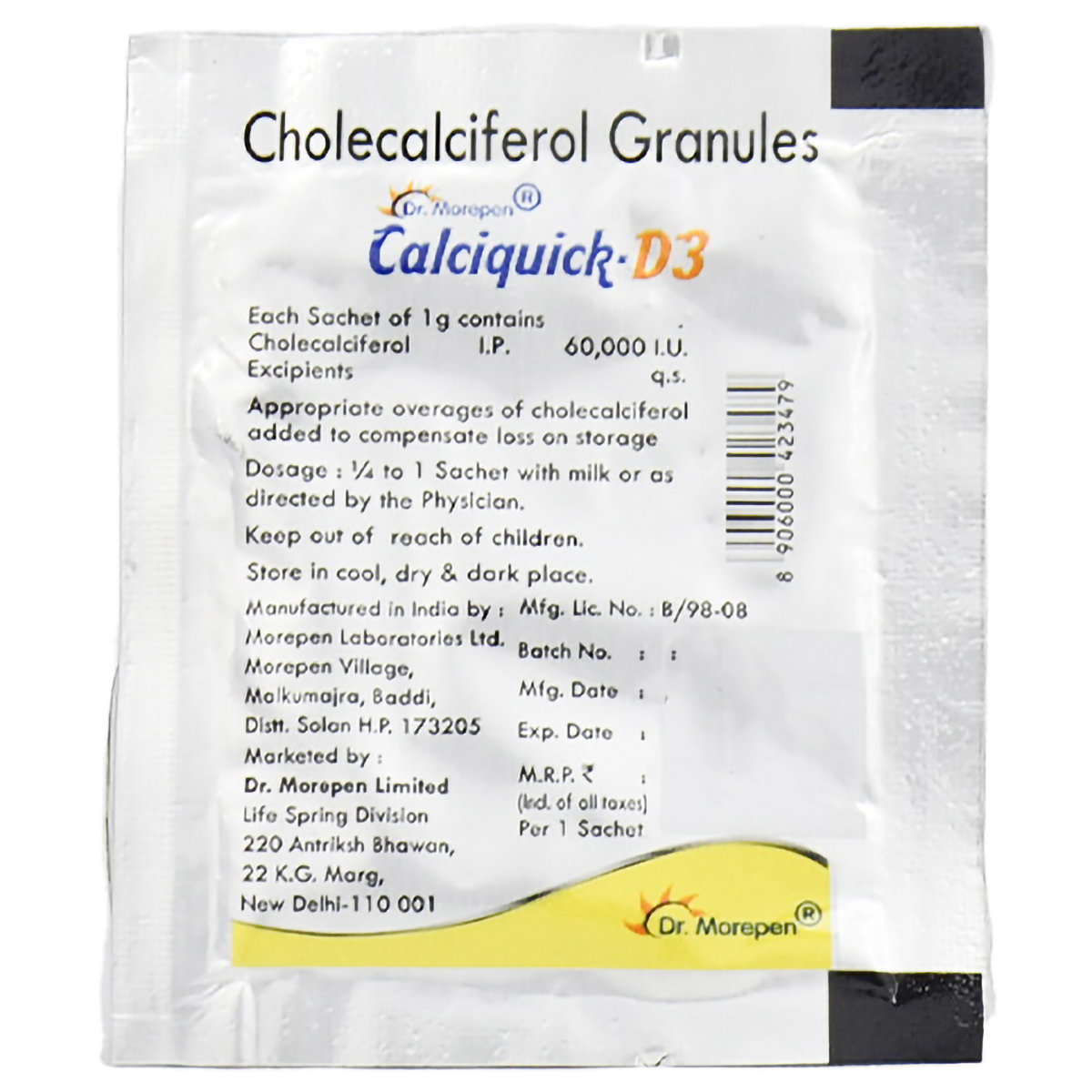 Calciquick-D3 Sachet 1 gm, Pack of 1 India Calciquick-D3 Sachet 1 gm, Pack of 1 India