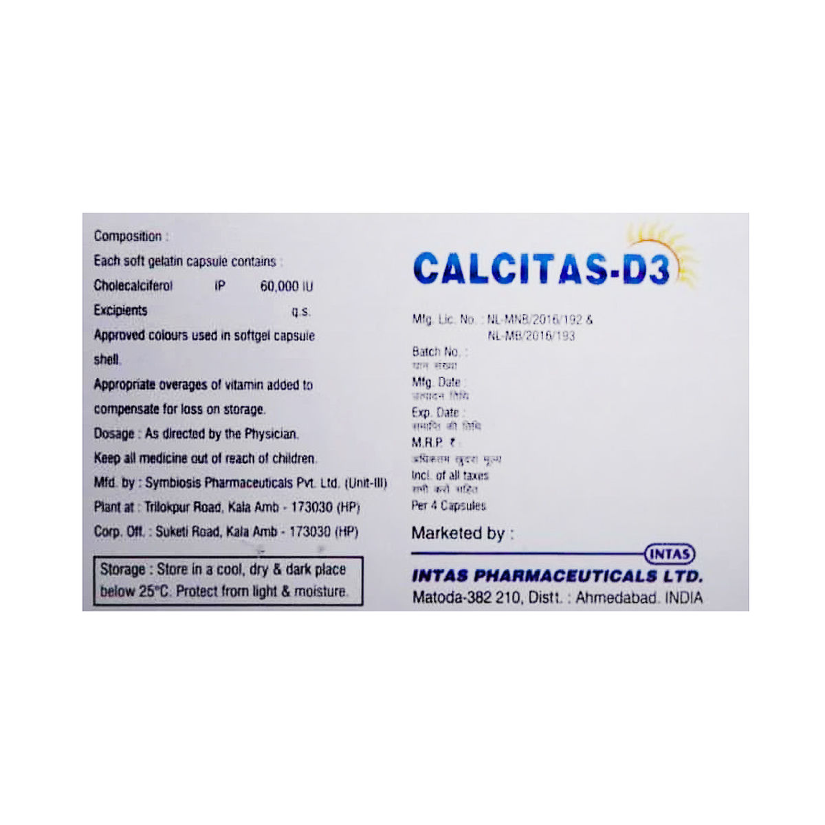 Calcitas-D3 Capsule 4's, Pack of 4 Calcitas-D3 Capsule 4's, Pack of 4