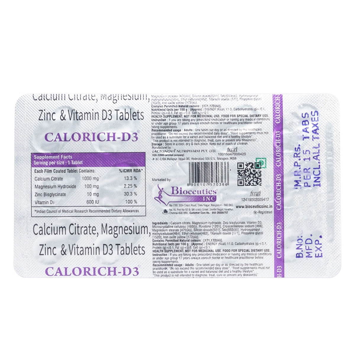 Buy Calorich D3 Tablet 15's Online