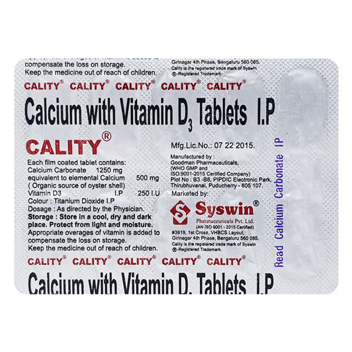 Cality Tab 10'S, Pack of 10 Cality Tab 10'S, Pack of 10
