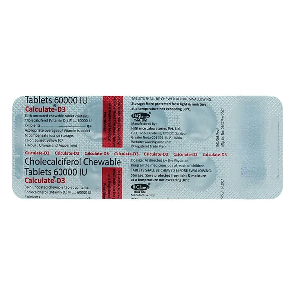 Calculate-D3 Sugar Free Orange & Mint Chewable Tablet 8's