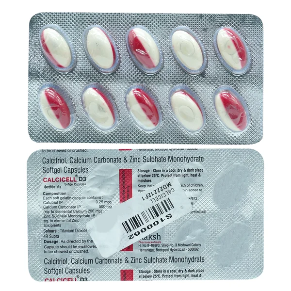 Calcicell D3 Softgel Capsule 10's, Pack of 10 CapsuleS
