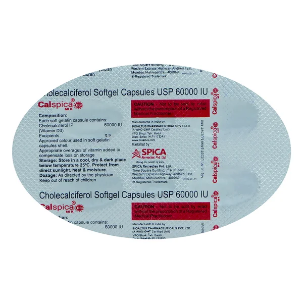 Calspica D3 60K Softgel Capsule 4's