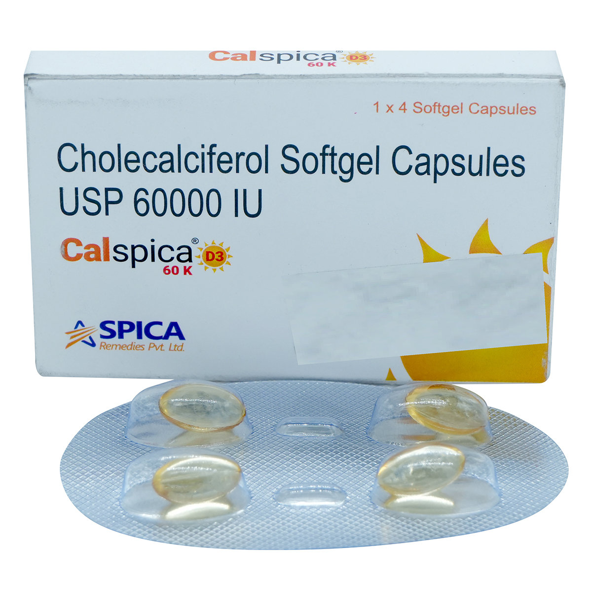 Calspica D3 60K Softgel Capsule 4's, Pack of 4 Calspica D3 60K Softgel Capsule 4's, Pack of 4