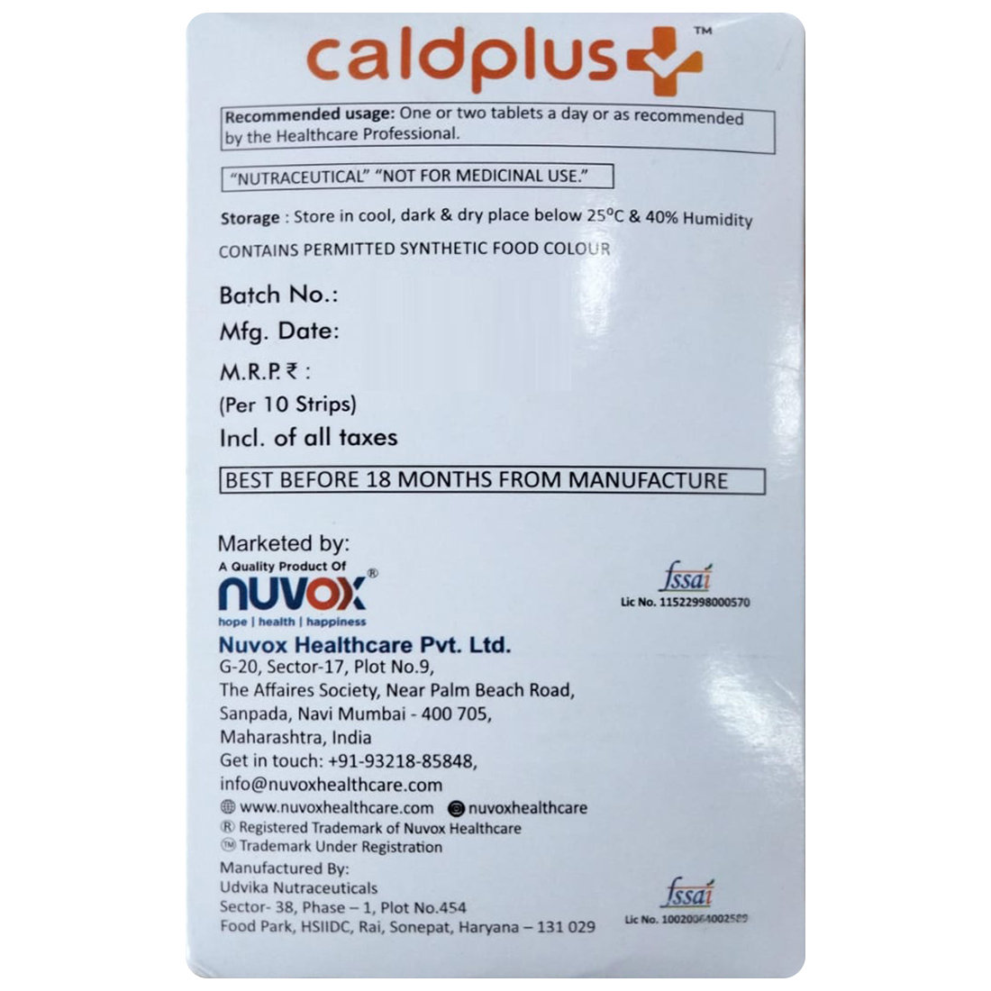 Caldplus+ Sugar Free Tablet 10's, Pack of 10 Caldplus+ Sugar Free Tablet 10's, Pack of 10