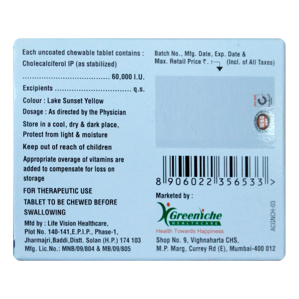 Calgreen D3 60K Orange Flavour Tablet 4's, Pack of 4 Calgreen D3 60K Orange Flavour Tablet 4's, Pack of 4