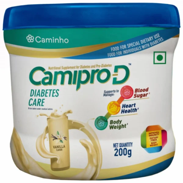 Camipro-D Diabetes Care Vanilla Flavour Powder, 200 gm, Pack of 1