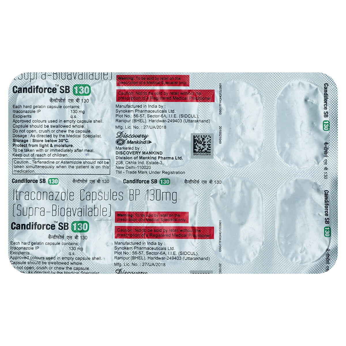Candiforce SB 130 mg Capsule 10's, Pack of 10 CapsuleS Candiforce SB 130 mg Capsule 10's, Pack of 10 CapsuleS