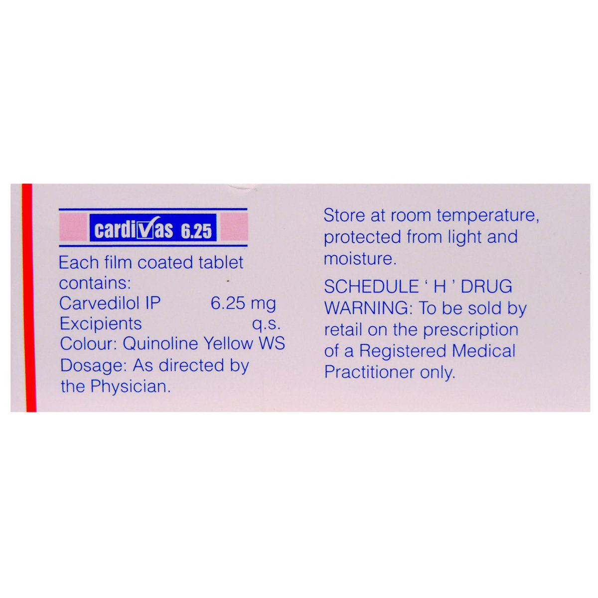 Cardivas 6.25 Tablet 10's, Pack of 10 TABLETS Cardivas 6.25 Tablet 10's, Pack of 10 TABLETS