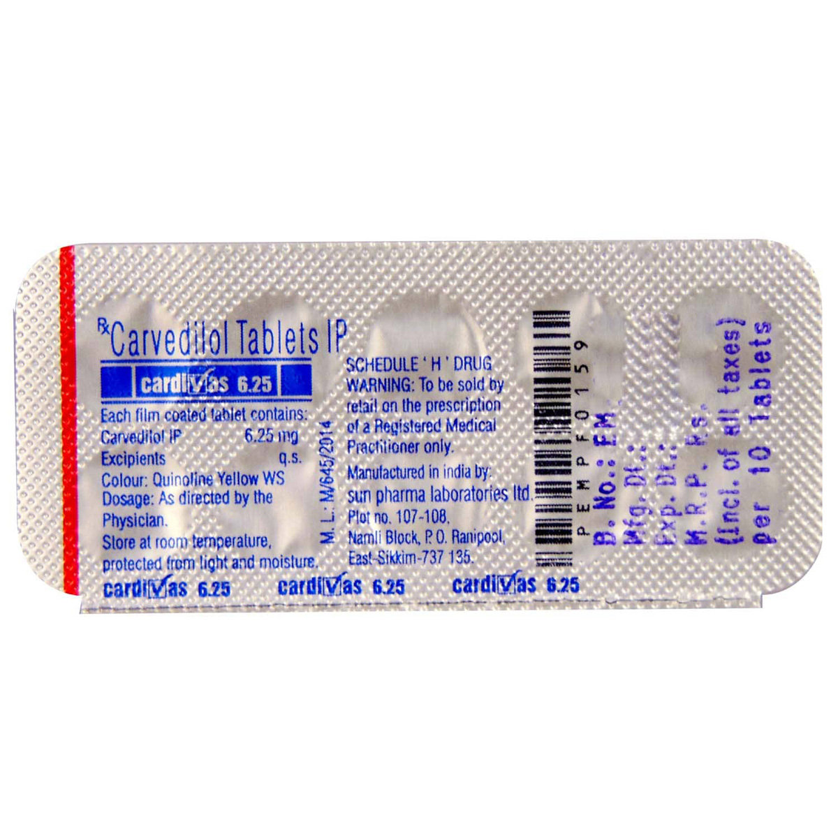 Cardivas 6.25 Tablet 10's, Pack of 10 TABLETS Cardivas 6.25 Tablet 10's, Pack of 10 TABLETS