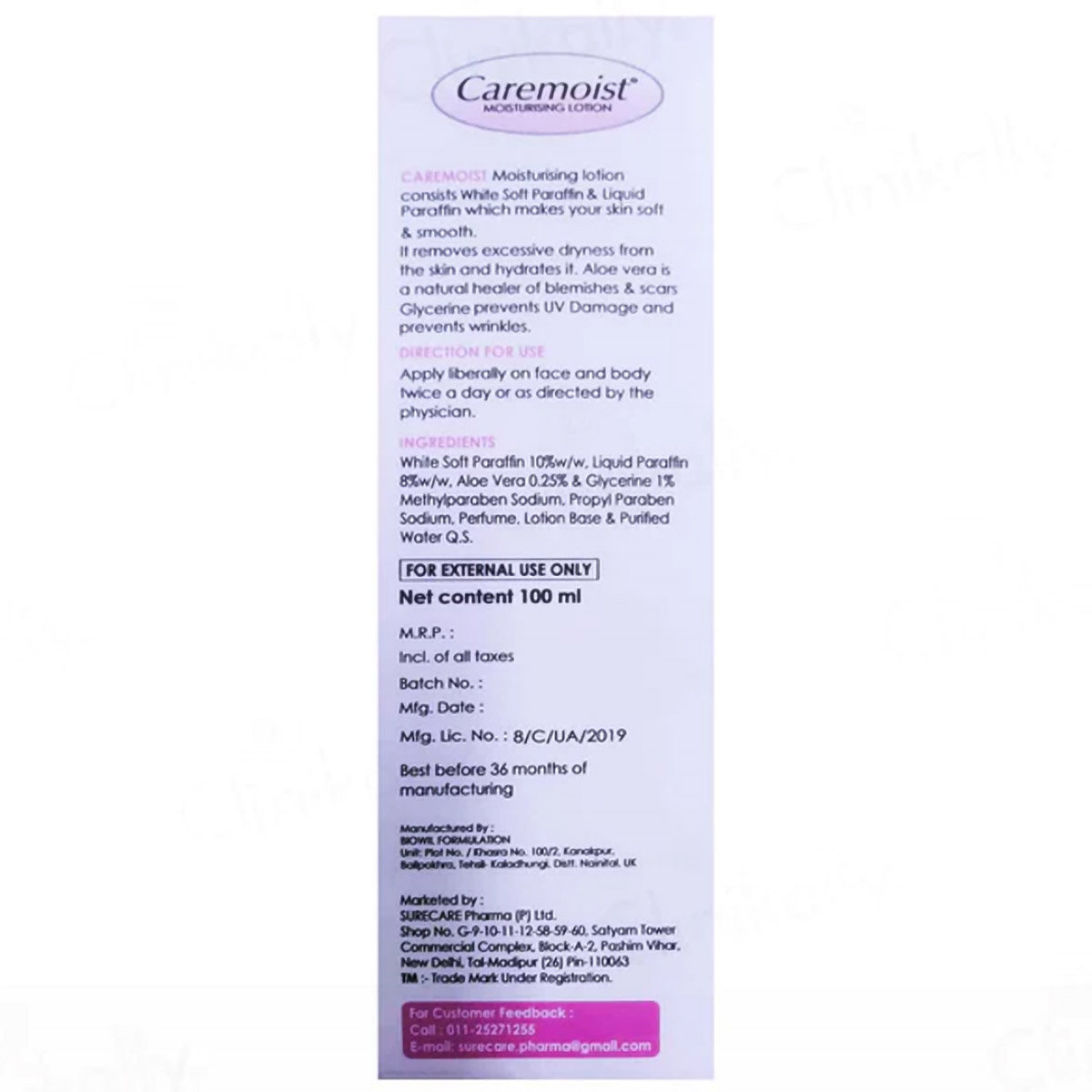 Caremoist Moisturising Lotion 100 ml | White Soft Paraffin & Liquid Paraffin | Hydrates Skin Dryness | Makes Skin Soft & Supple, Pack of 1 Caremoist Moisturising Lotion 100 ml | White Soft Paraffin & Liquid Paraffin | Hydrates Skin Dryness | Makes Skin Soft & Supple, Pack of 1
