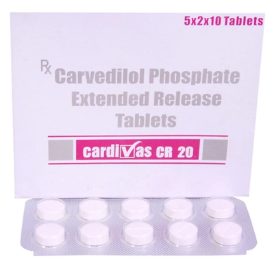 Cardivas CR 20 Tablet 10's, Pack of 10 TABLETS