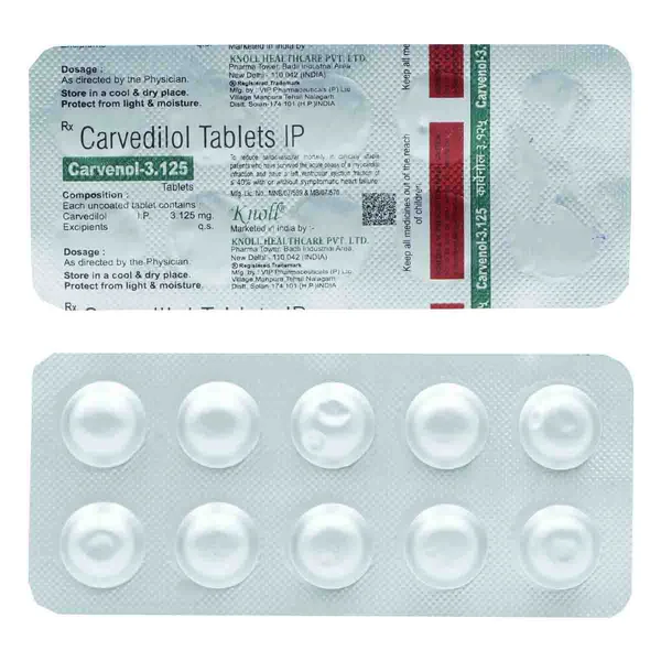 Carvenol 3.125 mg Tablet 10's