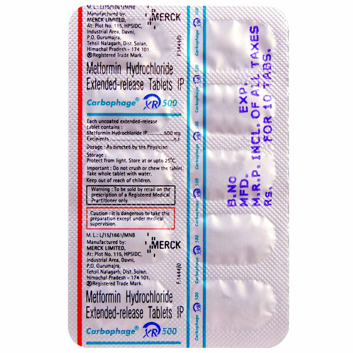 Carbophage XR 500 Tablet 10's, Pack of 10 TABLETS Carbophage XR 500 Tablet 10's, Pack of 10 TABLETS