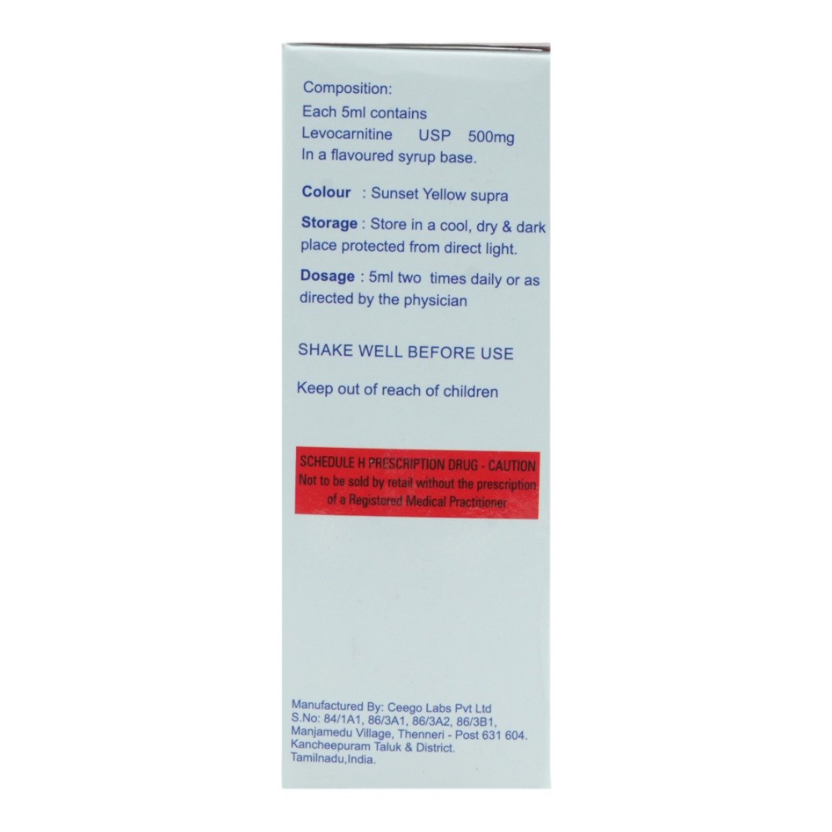 Carnisurge 500 mg Syrup 100 ml, Pack of 1 Syrup Carnisurge 500 mg Syrup 100 ml, Pack of 1 Syrup