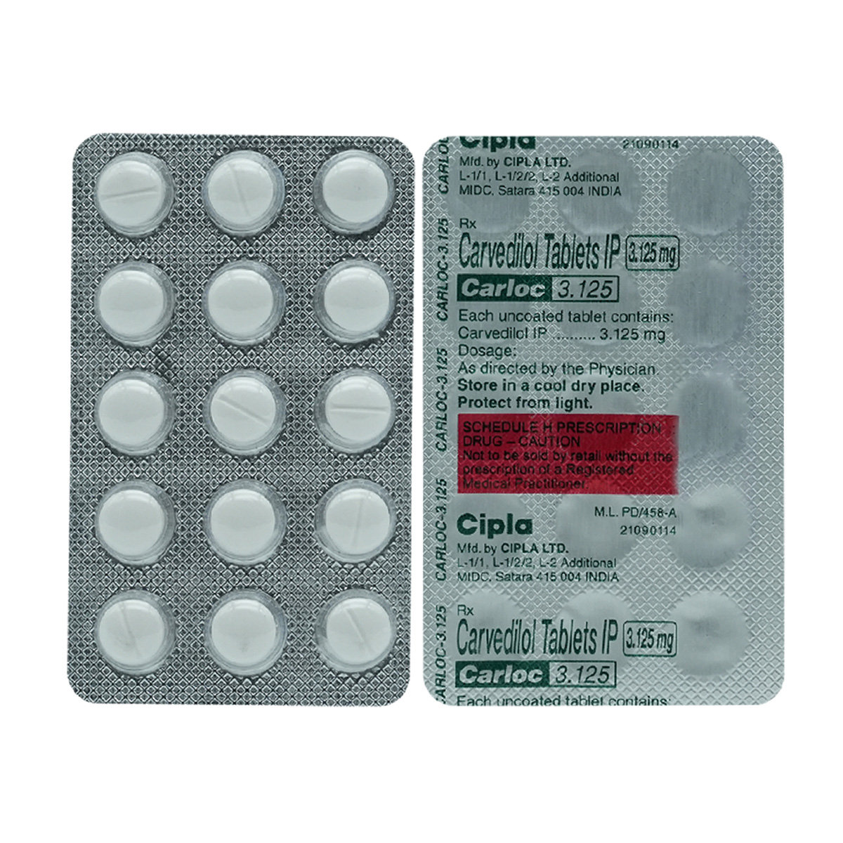 Carloc 3.125 Tablet 15's, Pack of 15 TABLETS Carloc 3.125 Tablet 15's, Pack of 15 TABLETS