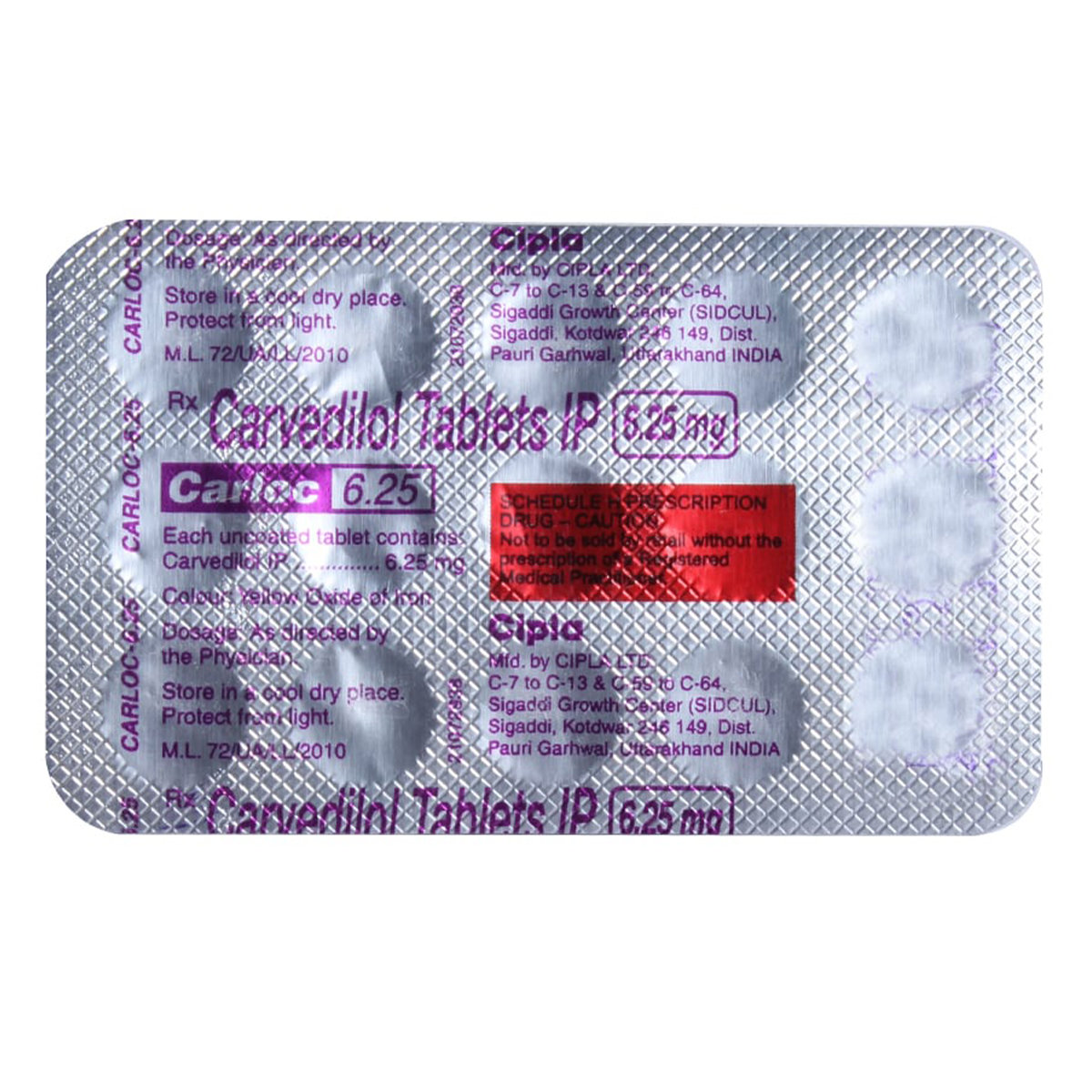 Carloc 6.25 Tablet 15's, Pack of 15 TABLETS Carloc 6.25 Tablet 15's, Pack of 15 TABLETS