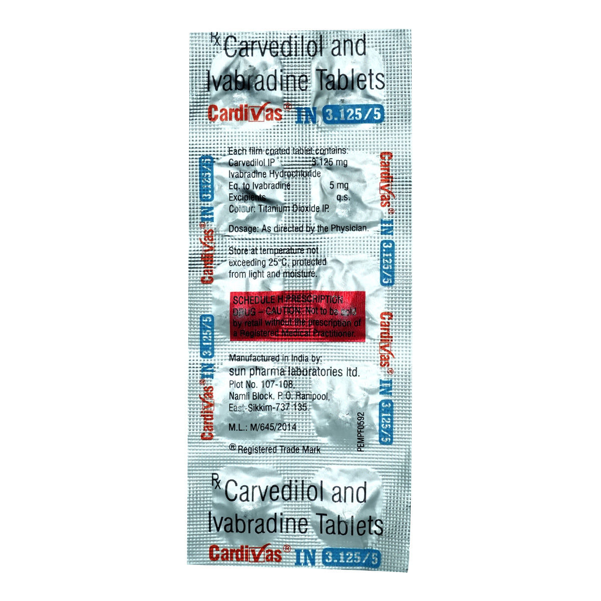 Buy Cardivas IN 3.125 mg/5 mg Tablet 10's Online