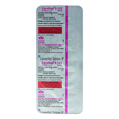 Carvitop 3.125 Tablet 10's, Pack of 10 TABLETS