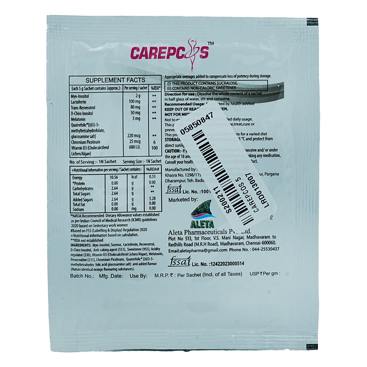 Carepcos Orange Flavour Sachet 5 gm, Pack of 1 Carepcos Orange Flavour Sachet 5 gm, Pack of 1