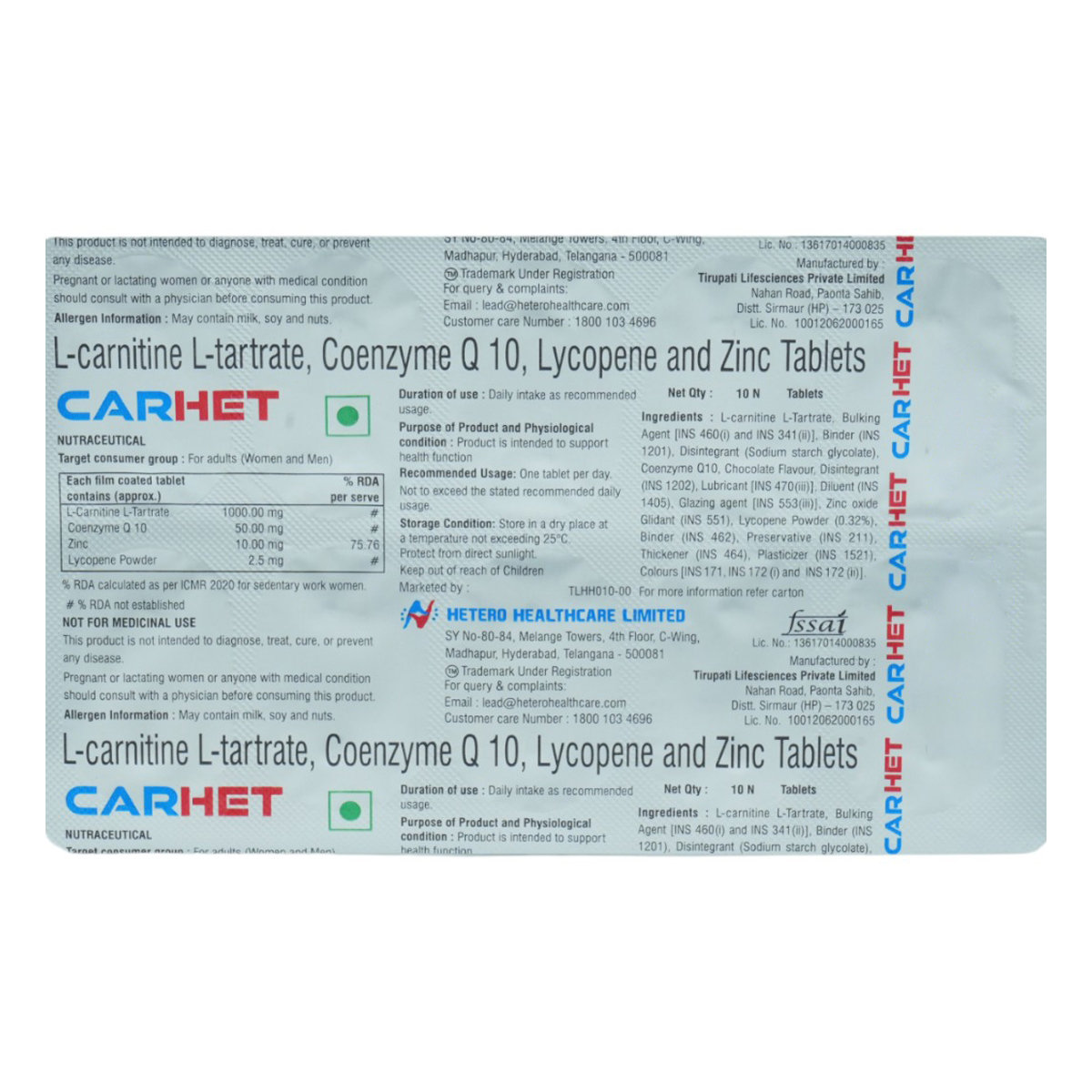 Buy Carhet Tablet 10's Online