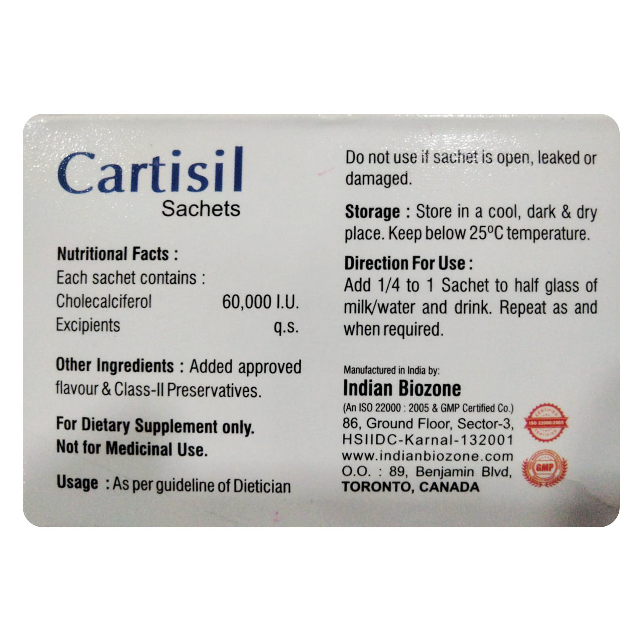 Cartisil S/F Sachet 1G, Pack of 1 Cartisil S/F Sachet 1G, Pack of 1