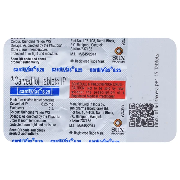 Cardivas 6.25 Tablet 15's