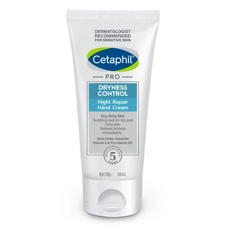 Cetaphil Pro Night Repair Hand Cream 50 ml | Shea Butter, Essential Vitamin E & Pro Vitamin B5 | Relieves & Control Dryness | For Dry, Itchy Skin