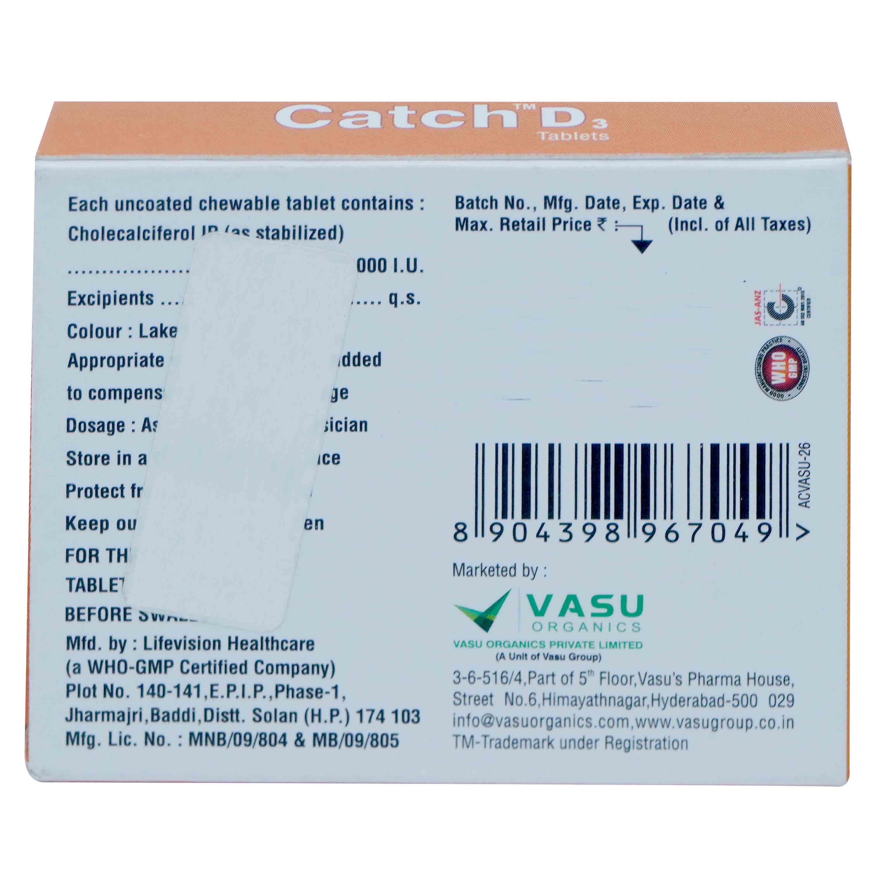 Catch D3 60K Chewable Tablet 4's, Pack of 4 TABLETS Catch D3 60K Chewable Tablet 4's, Pack of 4 TABLETS