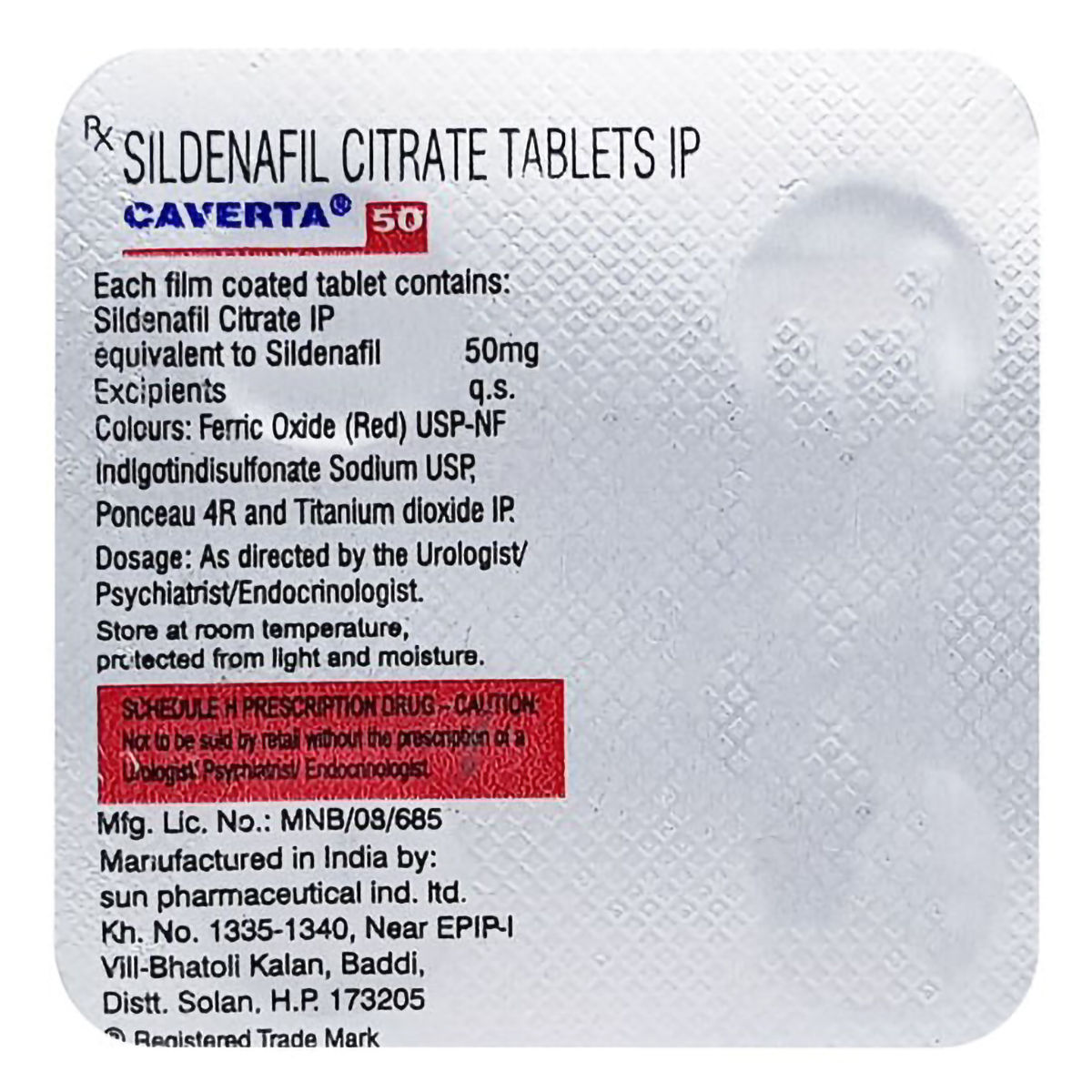 Buy Caverta 50 Tablet 4's Online