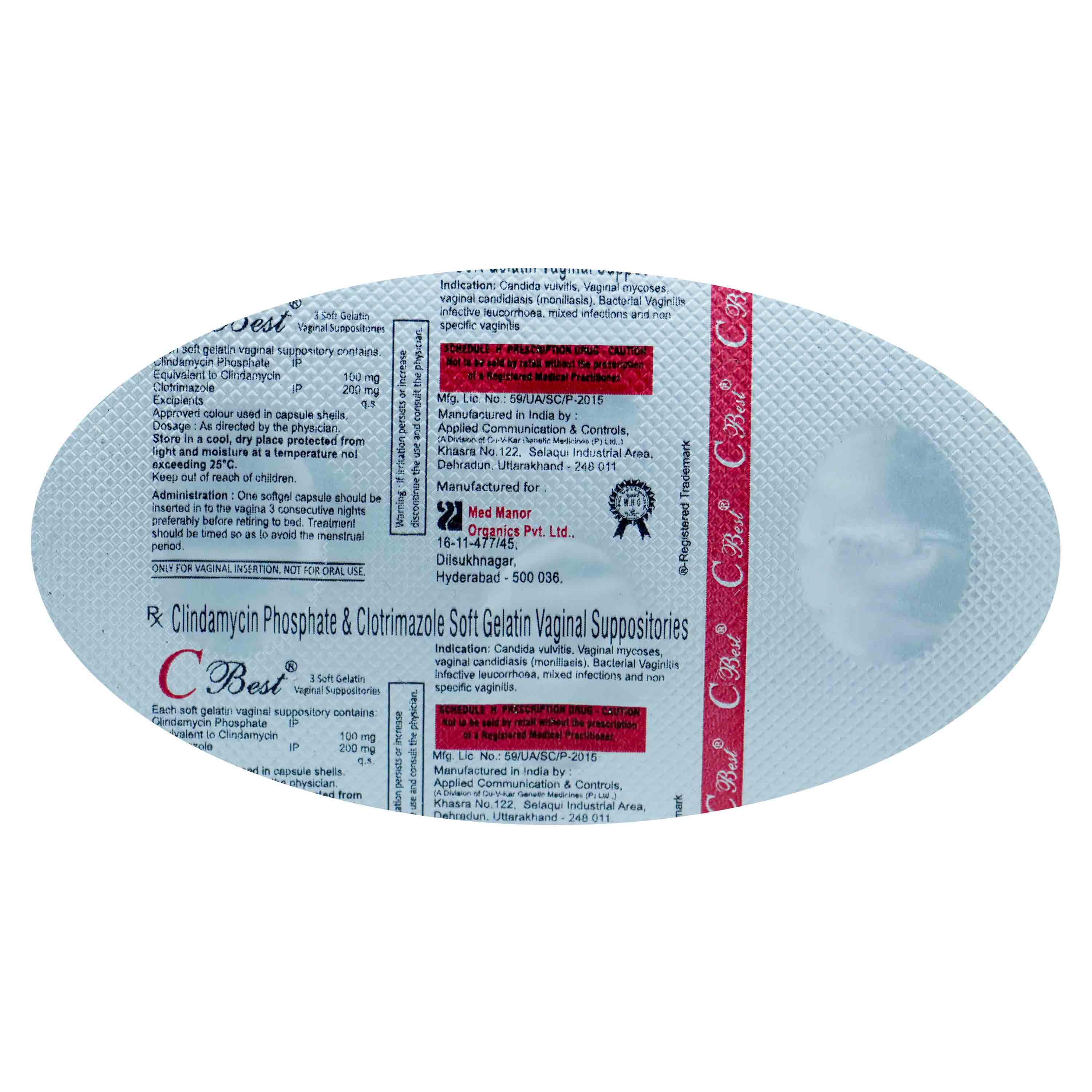 C Best Vaginal Suppositories 3's, Pack of 3 SuppositoryS C Best Vaginal Suppositories 3's, Pack of 3 SuppositoryS