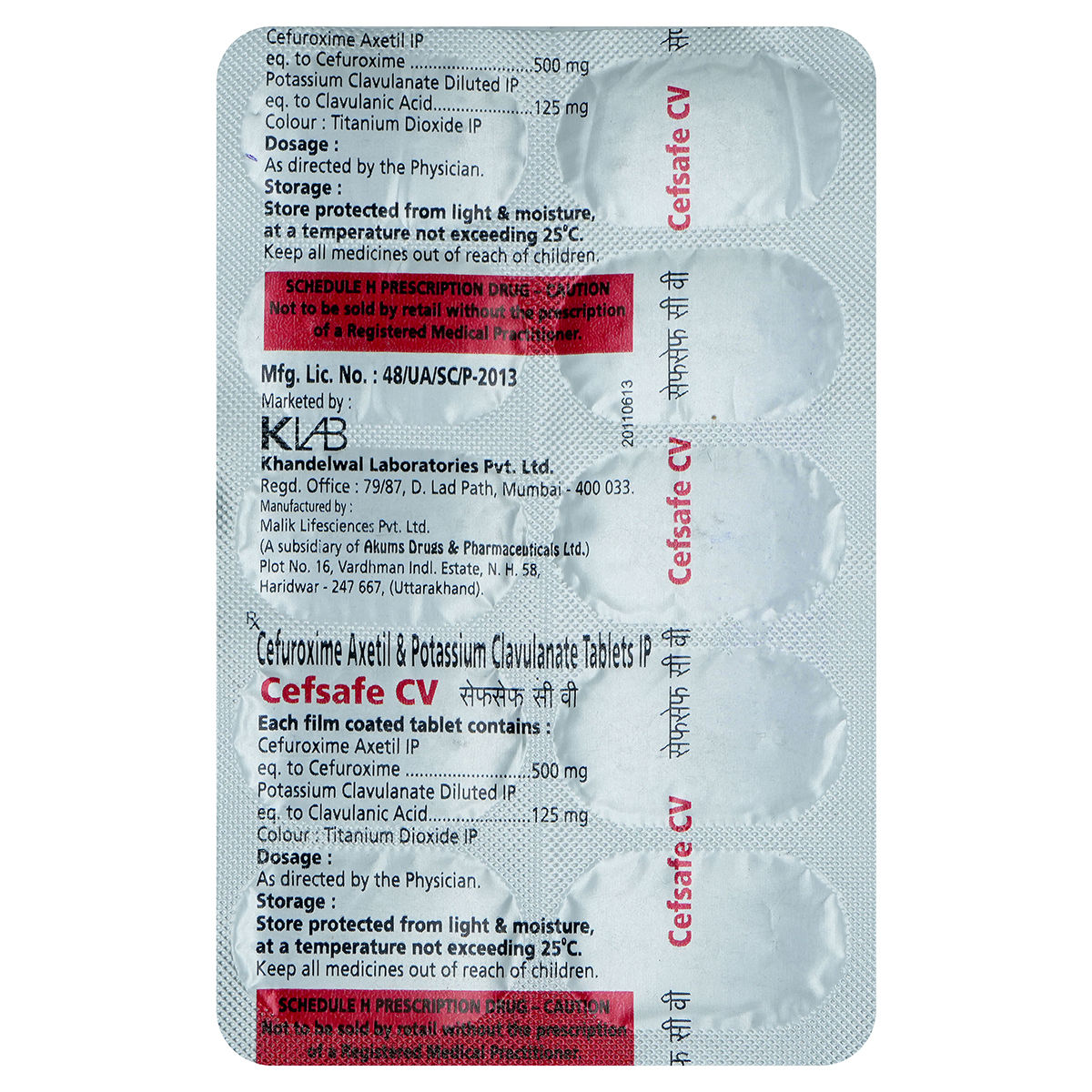 Buy Cefsafe CV Tablet 10's Online