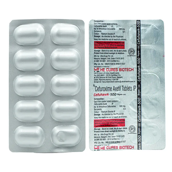 Cefuhawk-500mg Tablet 10's, Pack of 10 TabletS