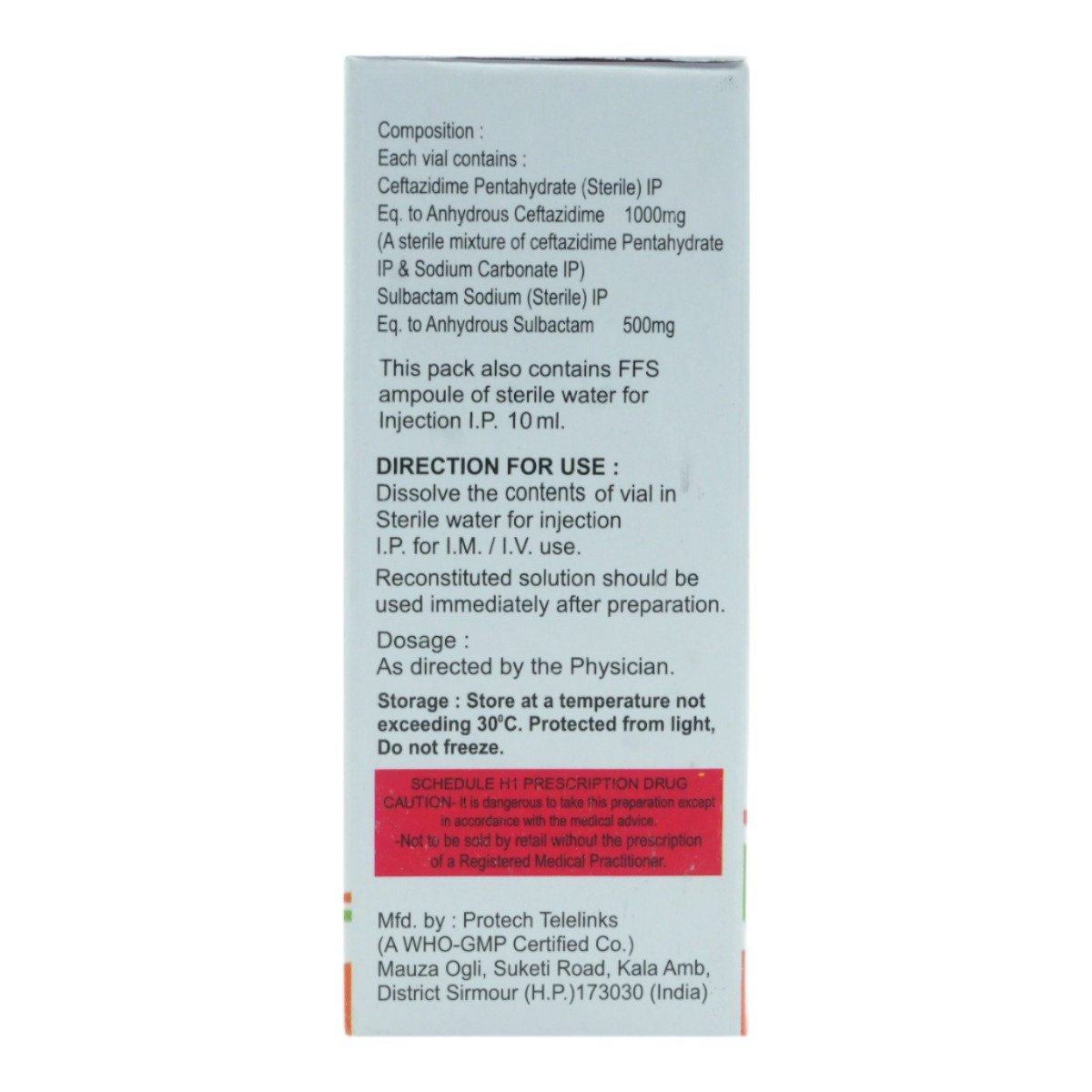 Ceftasul 1.5 gm Injection 1's, Pack of 1 Ceftasul 1.5 gm Injection 1's, Pack of 1
