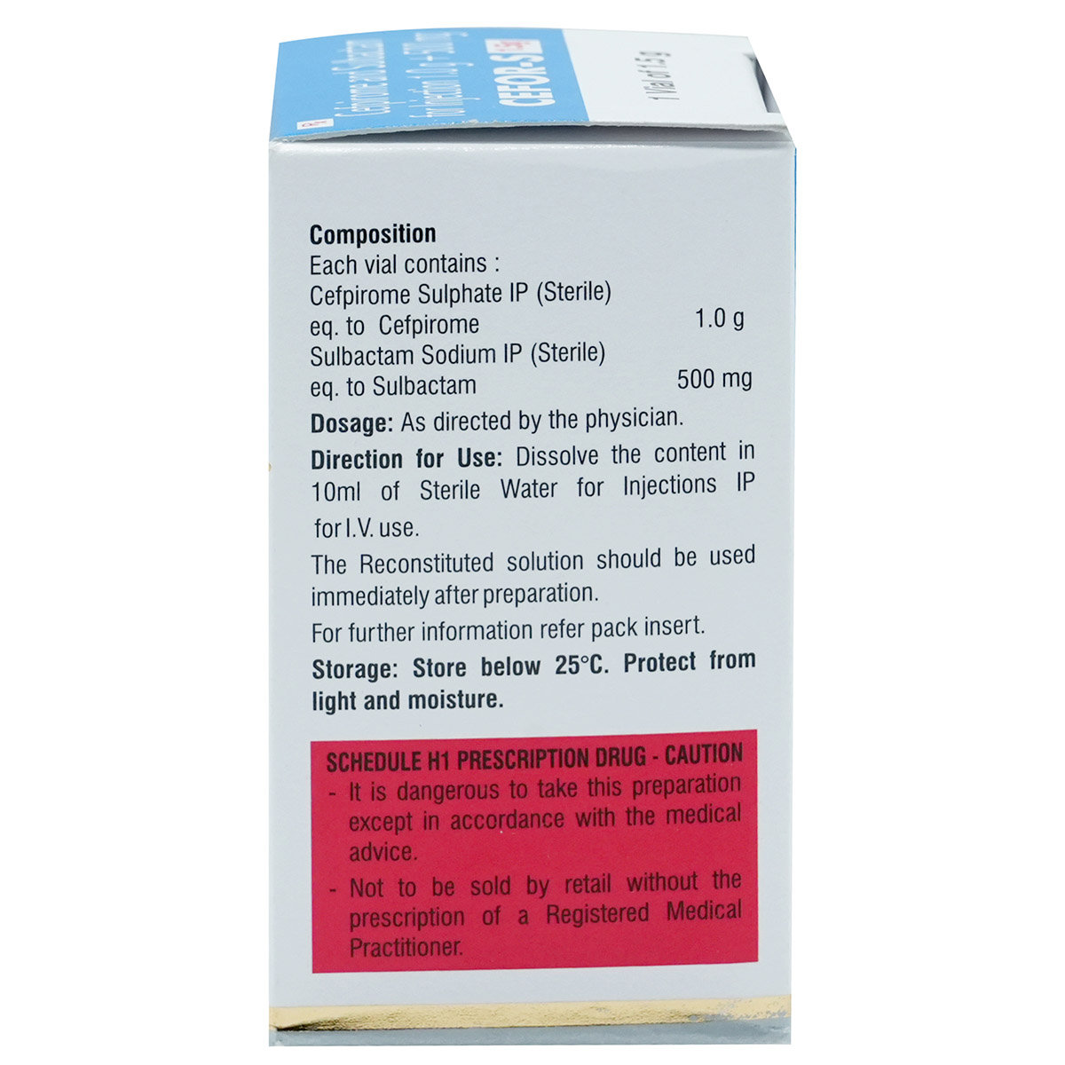 Cefor-S 1.5 gm Injection 1's, Pack of 1 Injection Cefor-S 1.5 gm Injection 1's, Pack of 1 Injection