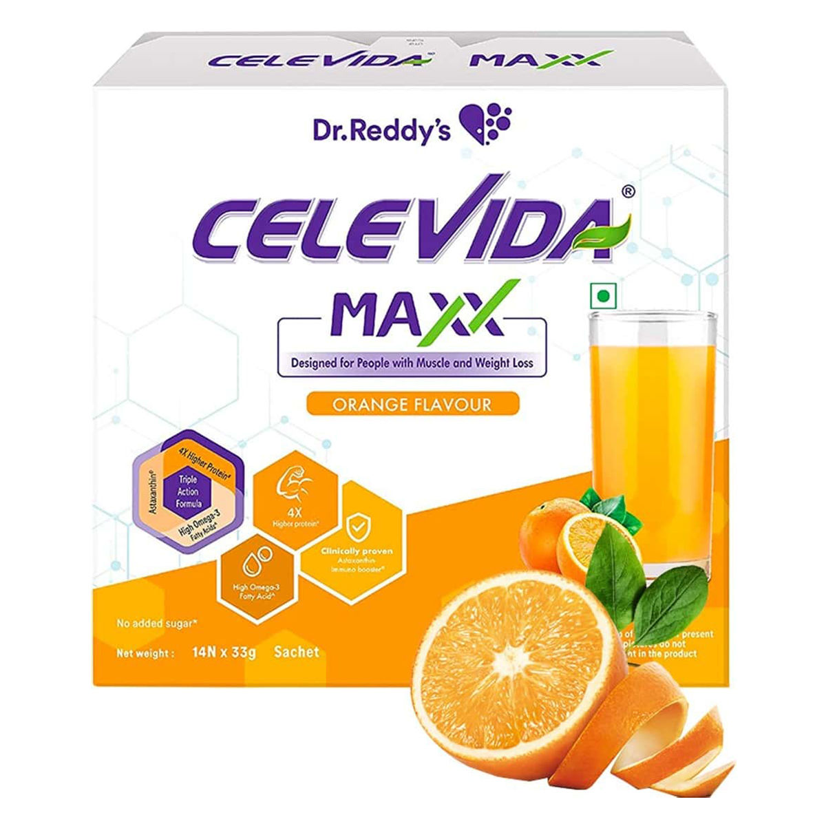 Buy Celevida Maxx Orange Flavour Sachet, 14x33 gm Online