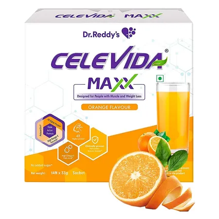 Celevida Maxx Orange Flavour Sachet, 14x33 gm