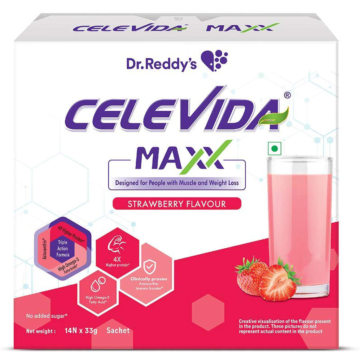Buy Celevida Maxx Strawberry Flavour Sachet, 14x33 gm Online