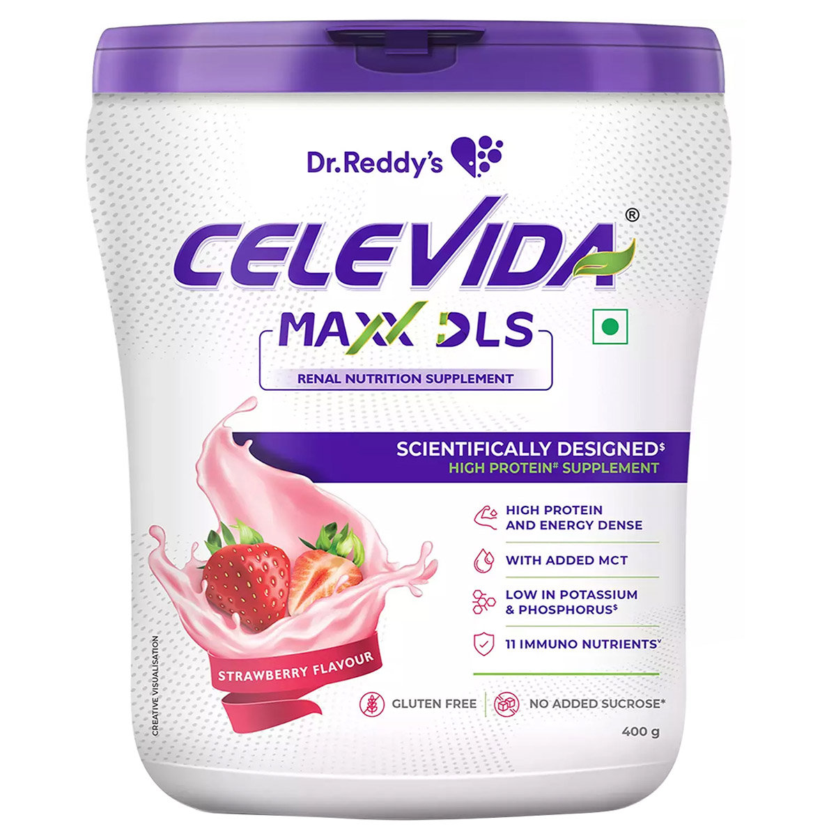 Celevida Maxx DLS Strawberry Flavour Powder, 400 gm, Pack of 1 Celevida Maxx DLS Strawberry Flavour Powder, 400 gm, Pack of 1