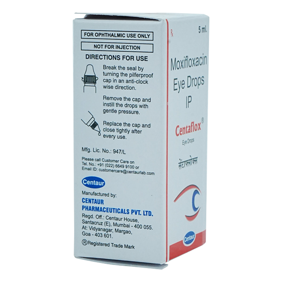 Centaflox 0.5% Eye Drops 5 ml, Pack of 1 Eye Drop Centaflox 0.5% Eye Drops 5 ml, Pack of 1 Eye Drop