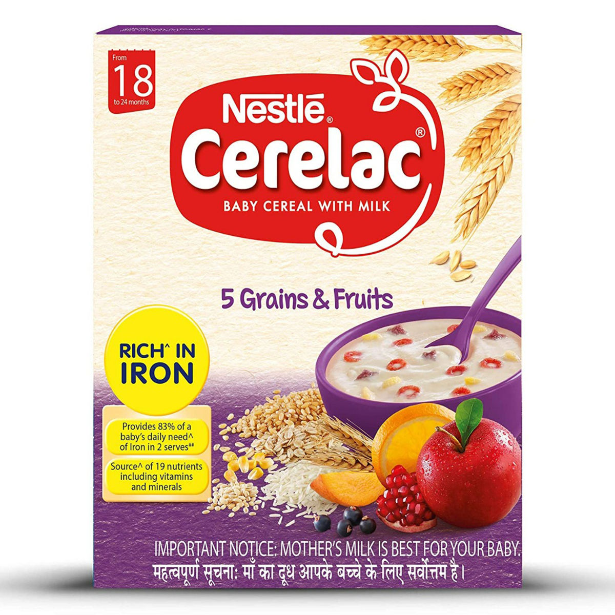 Buy Nestle Cerelac Baby Cereal with Milk Wheat 5 Grains & Fruits Powder, 300 gm Refill Pack Online