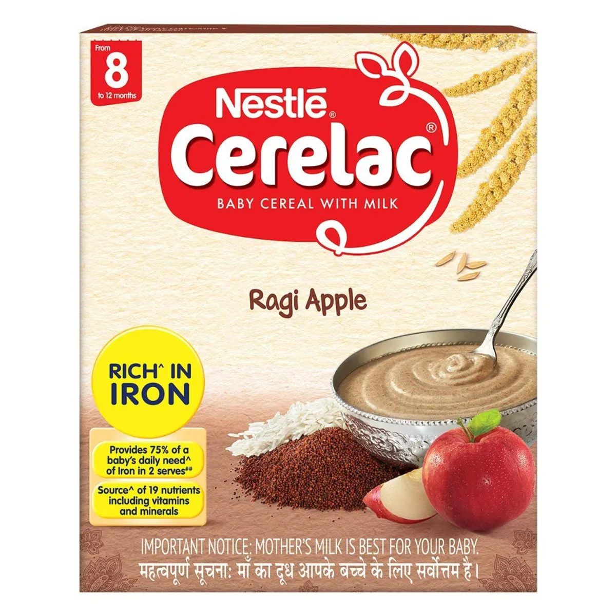 CERELAC Baby Food Cereal Ragi Apple for to 12 Months Baby Source of  Iron Protein Instant Baby Food Cereal 300 gm