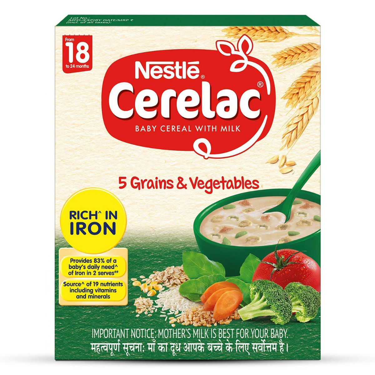 Buy Nestle Cerelac Baby Cereal with Milk Wheat 5 Grains & Vegetables (18 to 24 Months) Powder, 300 gm Online