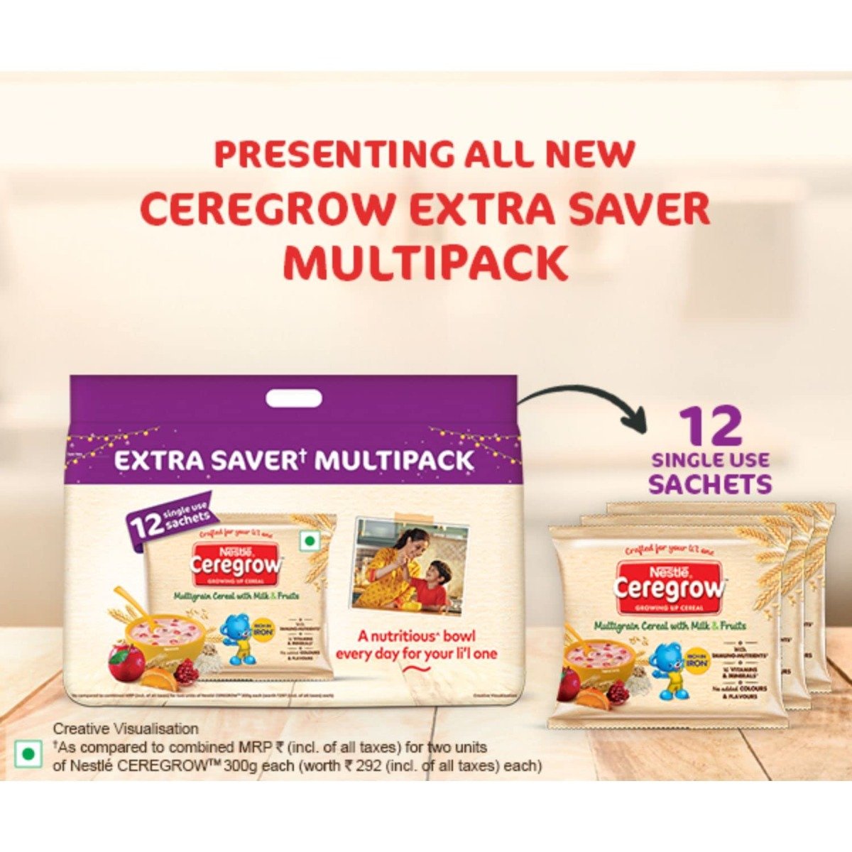 Nestle Ceregrow Multigrain Cereal with Milk & Fruits Powder, 600 gm (12x50 gm), Pack of 1 Nestle Ceregrow Multigrain Cereal with Milk & Fruits Powder, 600 gm (12x50 gm), Pack of 1