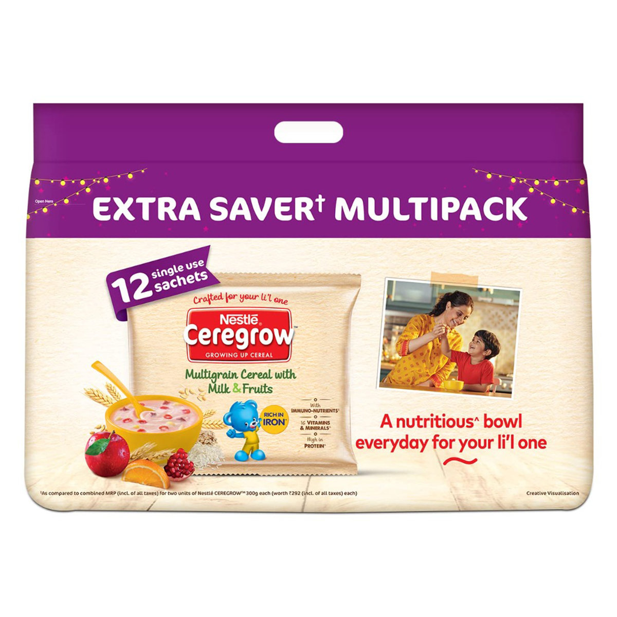 Nestle Ceregrow Multigrain Cereal with Milk & Fruits Powder, 600 gm (12x50 gm), Pack of 1 Nestle Ceregrow Multigrain Cereal with Milk & Fruits Powder, 600 gm (12x50 gm), Pack of 1