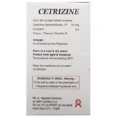 Cetrizine 10 mg Tablet 10's, Pack of 10 TabletS