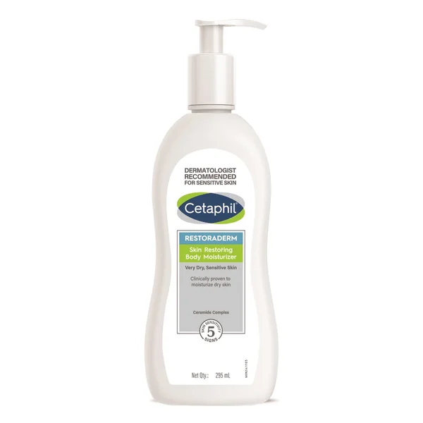 Cetaphil Restoraderm Skin Restoring Body Moisturizer Lotion 295 ml | Moisturises Dry Skin | Non Greasy Formula | For Very Dry, Sensitive Skin, Pack of 1